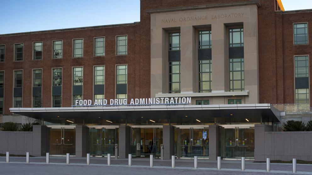 Main entrance to Building 1 at FDA headquarters