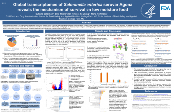 Poster Image - Global transcriptomic analyses of Salmonella enterica serovar Agona reveals the mechanism of survival on low moisture food