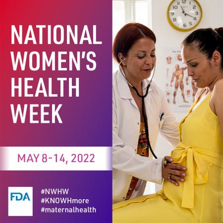 National Women's Health Week- FB, Doctor placing stethoscope on pregnant woman's belly 