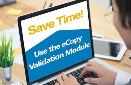 Graphic element - Save Time - use the ecopy validation module