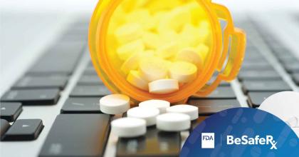 Bottle of Pills on Keyboard