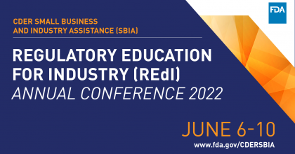 Blue Graphic Promoting CDER's Regulatory Education for Industry (REdI)
