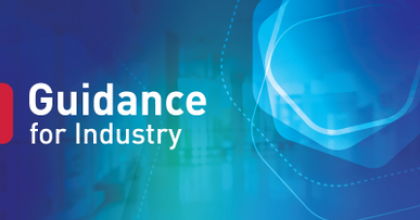 A blue and green background with text overlay. Text reads "Guidance for Industry." 