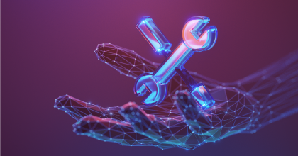 A 3D mapped hand holding tools.