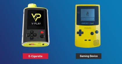two vapes with display screens