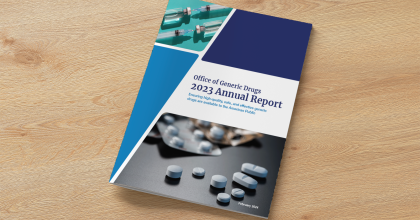 Photo of Office of Generic Drugs 2023 Annual Report on table top.