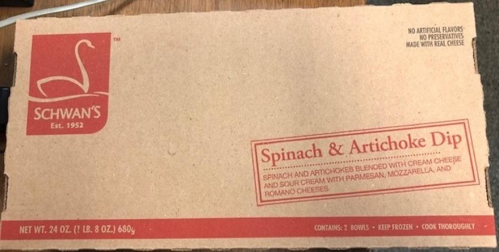 Wheat, Soy Allergy Alert Schwan's Brand Spinach and Artichoke Dip