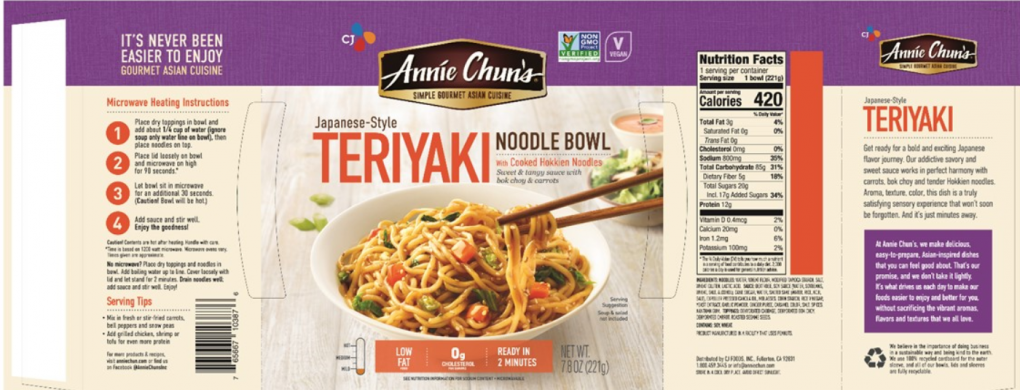 Teriyaki noodle package layout