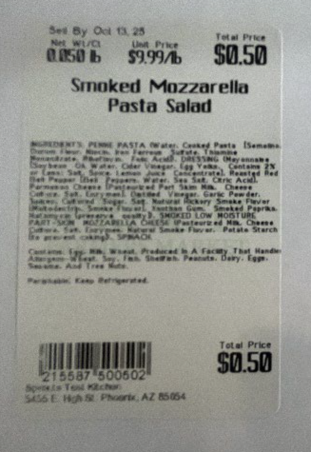 Sprouts Farmers Market Recalls Smoked Mozzarella Pasta Salad Over Possible Listeria Contamination 2 image 2 99