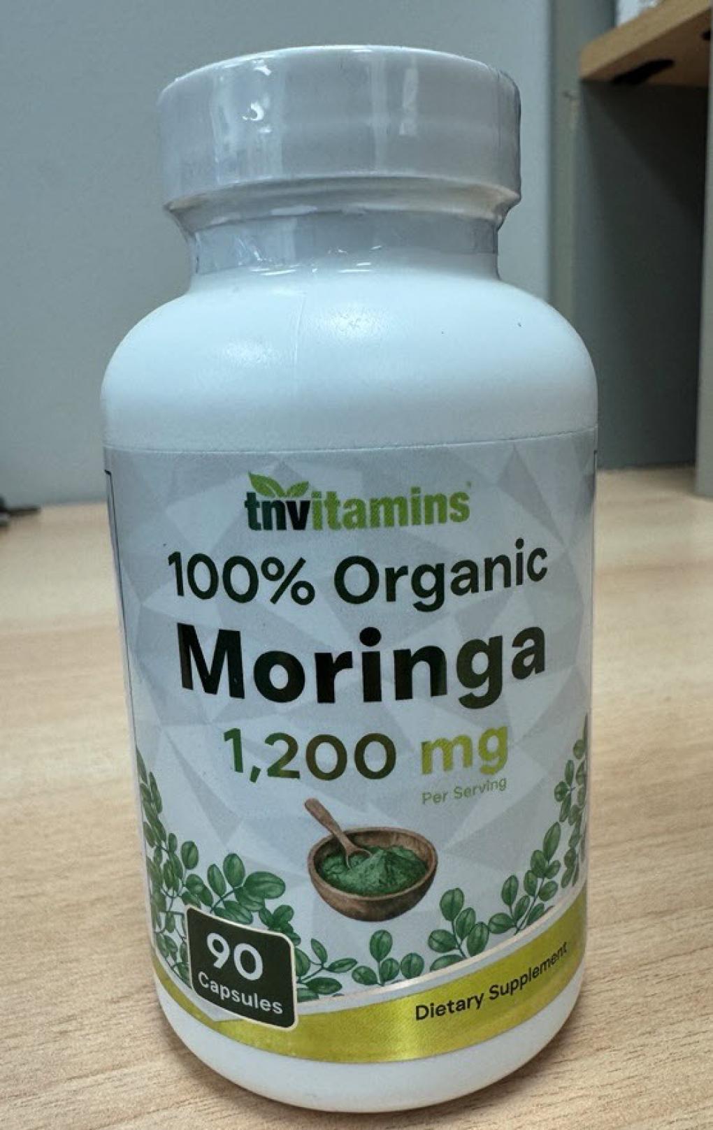 tn organic moringa capsules front lot 2800 exp 2 2028