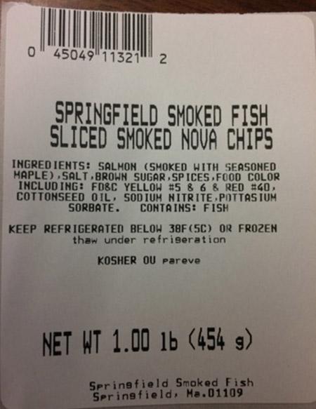 Springfield Smoked Fish, Sliced Smoked Nova Chips