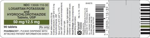 Green/white label, Losartan Potassium and Hydrochlorothiazide Tablets, 50mg/12.5mg, 90 tablets