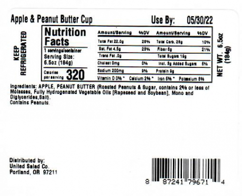 Image 2 - Labeling, Apple & Peanut Butter Cup, nutrition labeling, and photo of apples and peanut butter in plastic containers