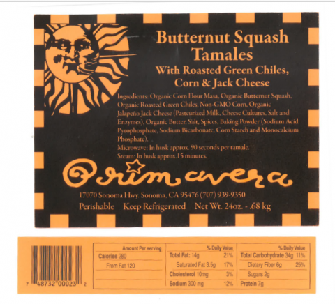 FDA Recall: Primavera Tamales for Potential presence of Listeria monocytogenes