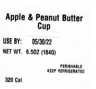 Labeling, Apple & Peanut Butter Cup, nutrition labeling, and photo of apples and peanut butter in plastic containers