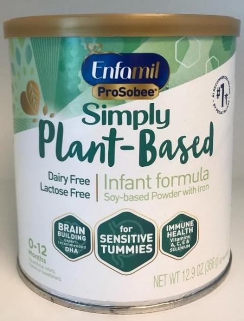 Front of can, Enfamil Prosobee Simply Plant-Based Infant Formula