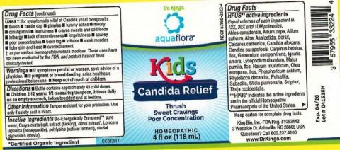 "Image 2 - Product label, Dr. Kings Aquaflora Kids Candida Relief 4 fl oz"