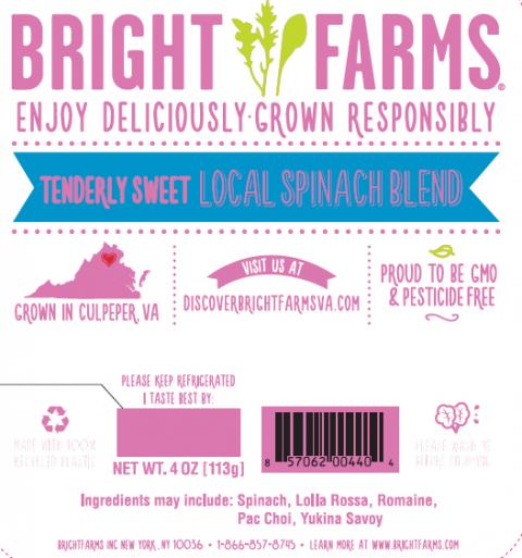"Label, BrightFarms Local Spinach"
