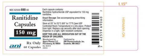 Label, Ranitidine capsules 150mg, 60 count