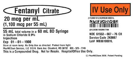 "Image 1 - 20 mcg/mL Fentanyl Citrate (Preservative Free) in 0.9% Sodium Chloride"