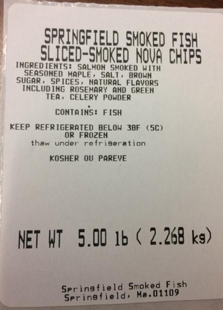 Springfield Smoked Fish, Sliced-Smoked Nova Chips