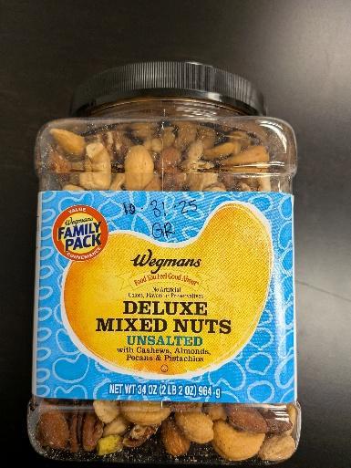 FDA Recall: Wegmans Deluxe Mixed Nuts Unsalted for Product may be contaminated with Salmonella