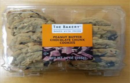 "The Bakery Peanut Butter Chocolate Chunk Cookies in a 14 oz. plastic container"