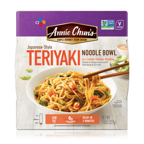 Front of package, Annie Chun’s Japanese-Style Teriyaki Noodle Bowls