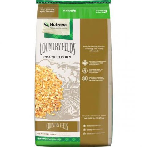 Front of bag, Nutrena Country Feeds Cracked Corn for Livestock