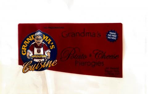 Label - GRANDMA’S Cuisine, Potato & Cheese, Pierogies, PROCESSED AND PACKAGED BY GRANDMA’S CUISINE, INC.