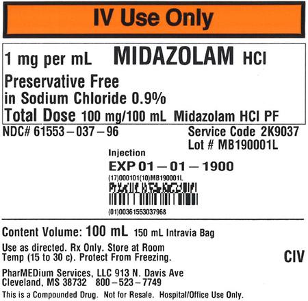 "1 mg/mL Midazolam HCl in 0.9% Sodium Chloride"