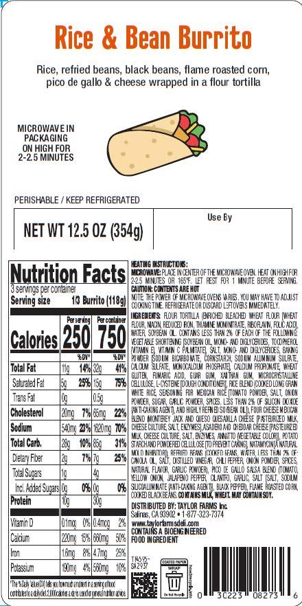 Hannaford —Rice and Bean Burrito 12.5oz (UPC 030223082736)