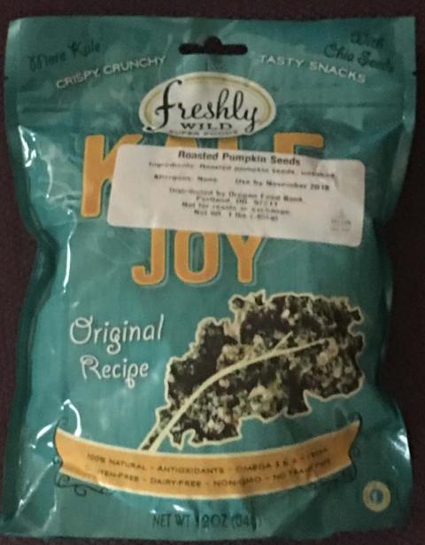 "Roasted Pumpkin Seeds in Freshly Wild Kale Joy Bag"