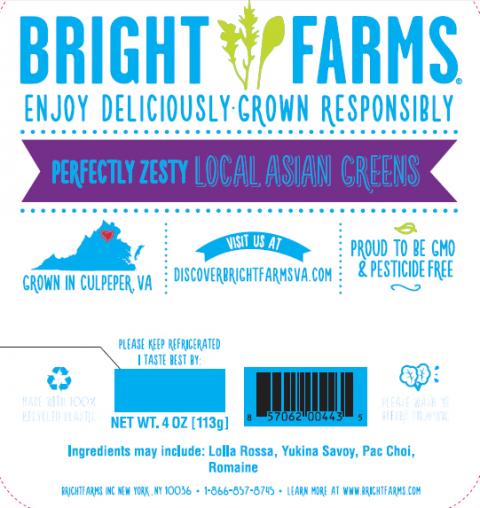 "Label, BrightFarms Asian Greens"