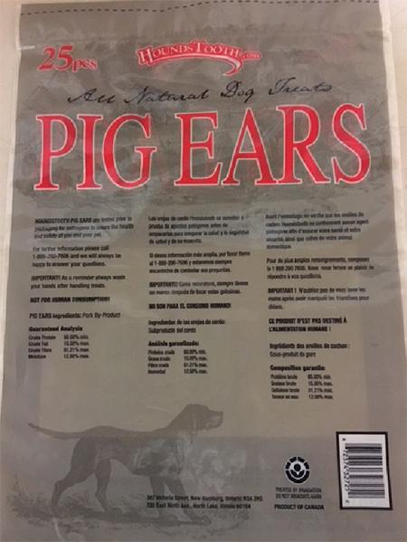"Product packaging image back Houndstooth & reg; 25-pack Pig Ears (UPC 6 72374 32725 2)"