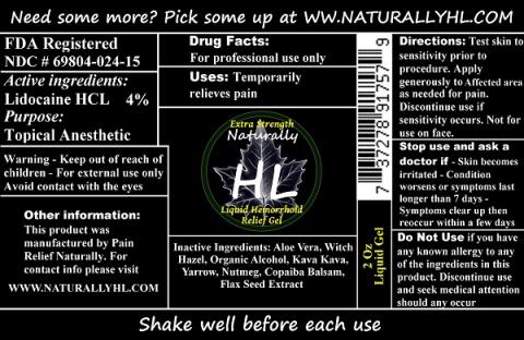 "Label, Naturally HL Liquid Hemorrhoid Relief Gel 2 oz. Liquid Gel"