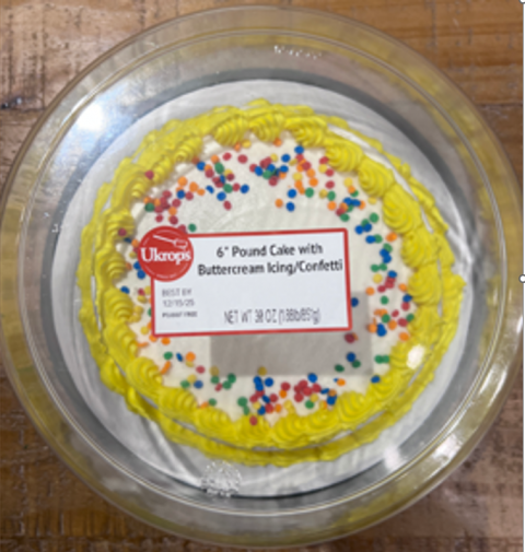 6” Pound Cake with Buttercream Icing/Confetti UPC 72251591829