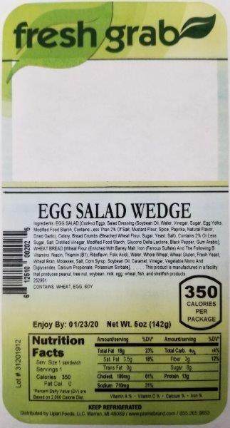 Label, Fresh Grab Egg Salad Wedge