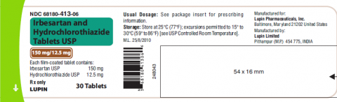 “Irbesartan Tablets USP, 150 mg/12.5 mg, 30 Tablets”