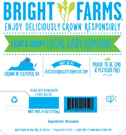 "Label, BrightFarms Baby Romaine"