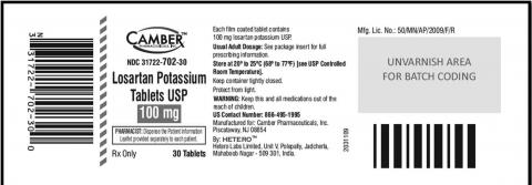 Losartan Potassium Tablets USP, 100 mg. 30 Tablets
