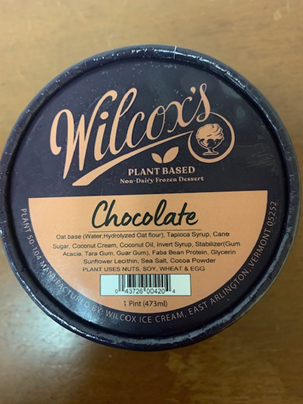 Example of Wilcox Non-Dairy Plant Based labeling