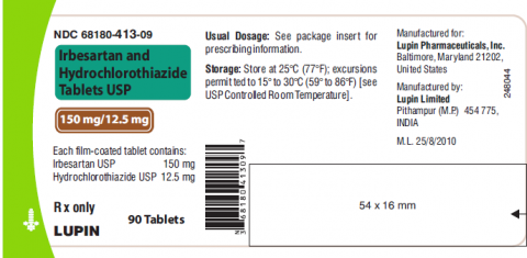 “Irbesartan Tablets USP, 150 mg/12.5 mg, 90 Tablets”