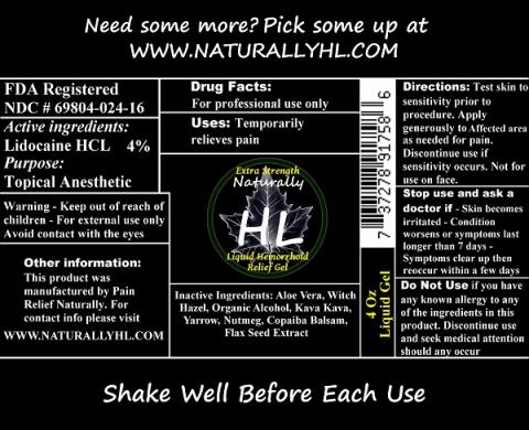"Label, Naturally HL Liquid Hemorrhoid Relief Gel 4 oz. Liquid Gel"