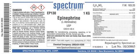 Label, spectrum Epinephrine 1 kg, Lot 1KG0865