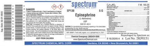 Label, spectrum Epinephrine 5 g , Lot 2KF0151