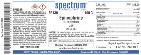 Label, spectrum Epinephrine 100 g, Lot 2KF0151