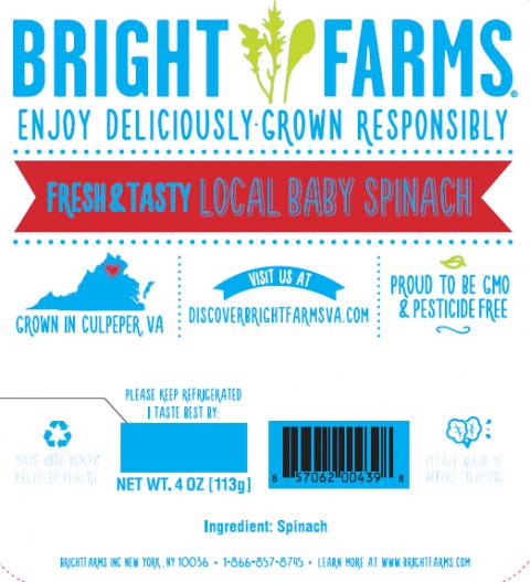 "Label, BrightFarms Baby Spinach"