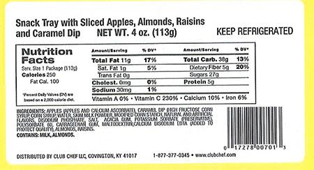 "Image 2 - Label: Club Chef LLC Snack Tray with Sliced Apples, Almonds, Raisins"