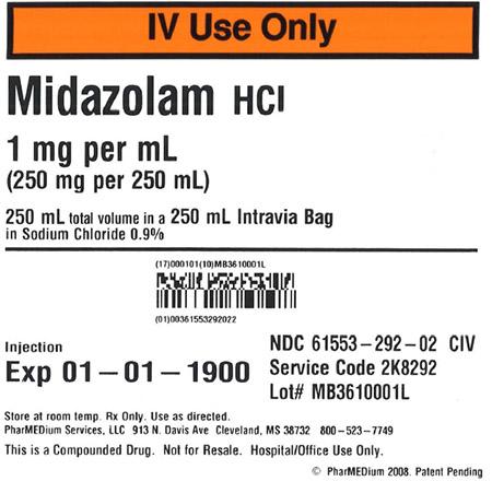 "1 mg/mL Midazolam HCl ( Preservative Free) in 0.9% Sodium Chloride Injection USP"